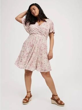 Surplice Flutter Sleeve Mini Dress